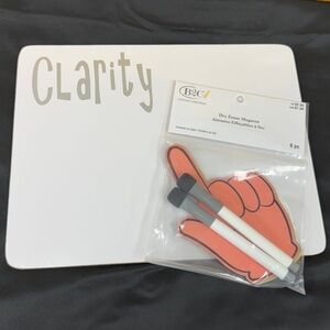 Dry Erase Board CLARITY. Includes 4 HAND Magnets with 2 Markers all new